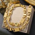 Personality Trendy Accessory Hip-Hop Copper Gold Plated Necklace Unisex Niche Design Detail Slub Chunky Chain Bold Accessory