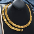Overseas Niche Design Detail Light Luxury Net Chain Bracelet Necklace Women Versatile Copper Coated 18K Gold 2-Piece Set Women