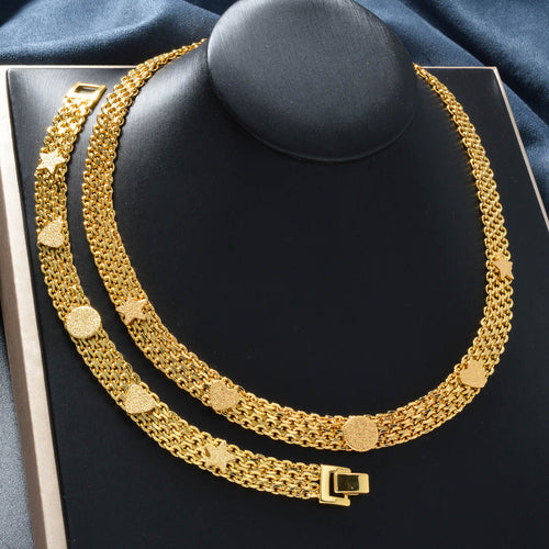 Overseas Niche Design Detail Light Luxury Net Chain Bracelet Necklace Women Versatile Copper Coated 18K Gold 2-Piece Set Women