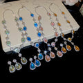 Star River Draping Color Gem Teardrop Full Diamond Necklace Light Luxury Niche Clavicle Chain Banquet Luxury Gathering Jewelry Set