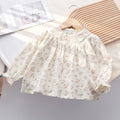 Girls' Flower Print Embroidered Shirt - Spring/Fall