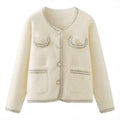 Women's Fall-Winter Chanel-Style Fashion Knit Loose Cropped Cardigan + Jacket 2026 - Milk White
