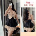 菲韵深V吊带诱惑缎面亲肤家居服多色可选女士性感蕾丝拼接睡裙422