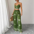 Women's Summer Printed Wide Leg Camisole Set 2026 | 2 Piece Outfit Set - Green