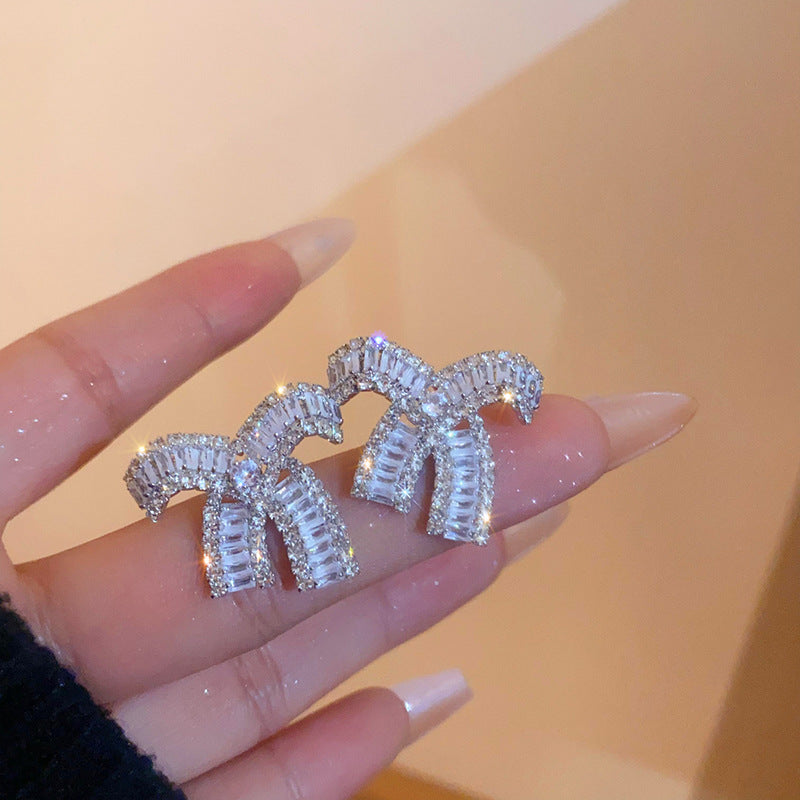 Rhinestone Heart Square Pearl Statement Earrings - view 10