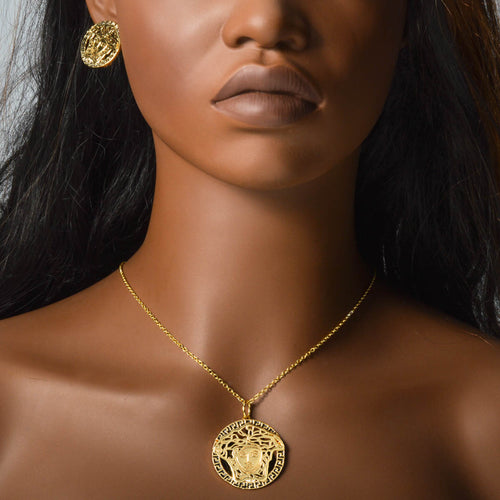 EU/US Import Necklace Trendy Personality Hip-Hop Fall Sky Portrait Pendant INS Necklace Earrings Set In Stock Set
