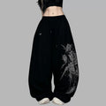 Summer Casual Rose Crystal Wide Leg Pants