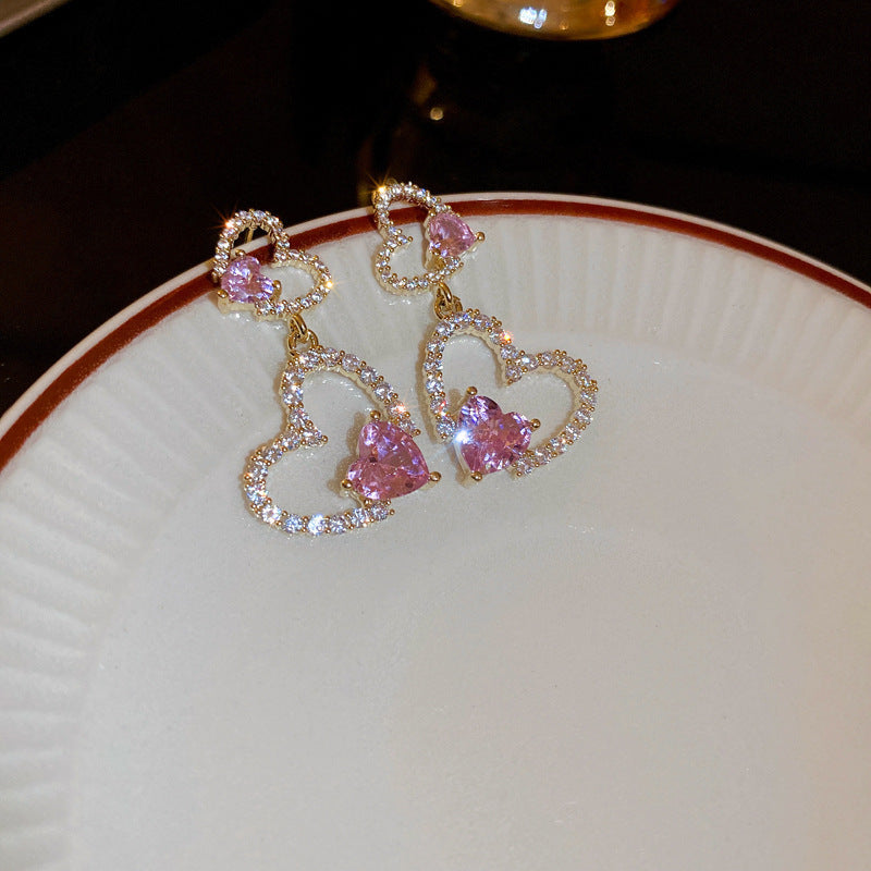 Pink Heart Bear Drop Earrings - view 12