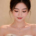 Ethiopia Nano Flower Vine Fairy Women Breeze Rhinestone Flower Teardrop Jewelry Set Wedding Banquet Necklace Light Luxury Niche Necklace