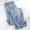 Summer Retro Tencel High Waist Lightweight Loose Wide Leg Pants