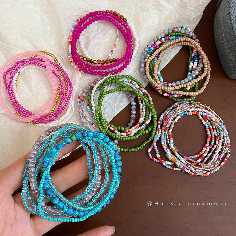 Colorful Layered Seed Bead Bracelet Set - view 2