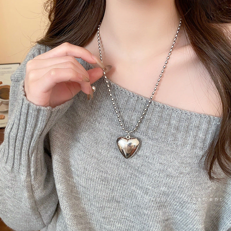Korean Minimalist Heart Pendant Necklace - view 3