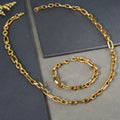 Premium Paperclip Mixed Chain Spliced Necklace Bracelet Set Retro Return Shape Hand Stainless Chain
