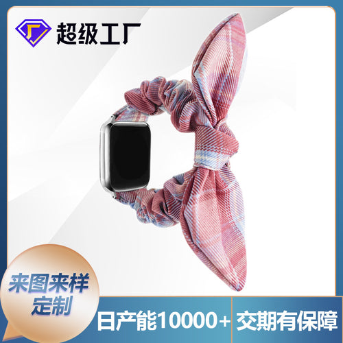Custom For appleiwatch Band S78 Polyester Women JK Day Korean Plaid Ear Apple Watch Band