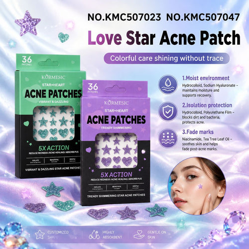跨境KORMESIC全英文星星痘痘贴Pimple patch遮瑕隐形外贸厂家批发