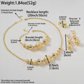 Africa Ethnic Style Gold Plated Jewelry 4-Piece Set Frosted Gold Bead Necklace Bracelet Set Earrings Ring Banquet Wedding Set