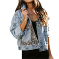 Women's Fall-Winter Long Sleeve Patchwork Leopard Jacket 2026 | Trendy Jacket - Blue