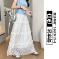 Summer Lace High Waist Asymmetric Mid-Length Long Skirt