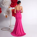 Women's Strapless Embellished Ruffle Slim Fit Evening Gown Banquet