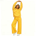 Fall-Winter Sporty Fleece Loose Drop Shoulder Wide Leg Pants + Hoodie 2-Piece Set