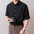 Nengmeng Seersucker Pocket 3/4 Sleeve Shirt
