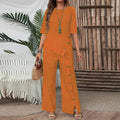 Casual Fashion Asymmetric Loose Hem Shirt + Pants 2-Piece Set