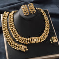 Africa Bride Heavy-Duty Thick Dense Round Polish Cuban Chain New Bead Gem Necklace Bracelet Set Earrings Ring Set