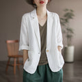 Women's Spring Casual 3/4 Sleeve Cropped Blazer + Top 2026 | Casual Blouse - White