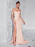 Women's Off-Shoulder Strapless Classic Premium Socialite Evening Gown Banquet