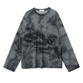 Women's Grey Tie Dye Sheer Long Sleeve Top