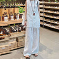 Summer Relaxed Linen Cotton Sleeveless Vest + Pants 2-Piece Set