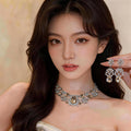 Sophie Paris World Flower Bloom Full Diamond Heavy-Duty Teardrop Jewelry Set Wedding Banquet Luxury Necklace Light Luxury Niche Necklace