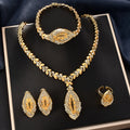 Middle East Style of Bride Jewelry Set Leaf Lens Design Pendant Set Inlay Full Diamond Huawei Beauty Sparkle Dazzling Premium Jewelry