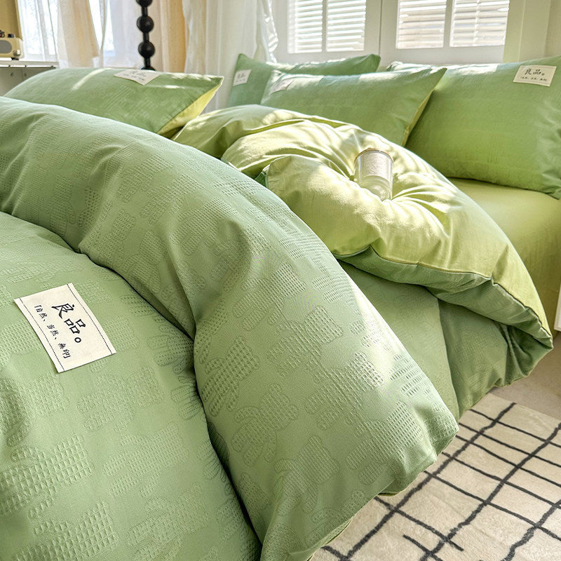 Cotton Waffle-Weave 4-Piece Bedding Set – Minimalist Soft Comfort - view 3