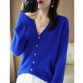 Women's Fall Korean Fashion V-Neck Cropped Knit Top + Cardigan 2026 - White