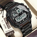POEDAGAR New Digital Watch Multifunction Chronograph Time Sports Steel Band Mens Watch Live Export Bestseller Watch