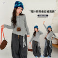 Girls' Faux Layered Base Layer Striped Pants Two-Piece Set