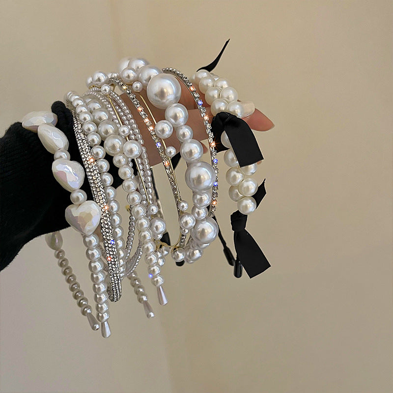 French Pearl and Rhinestone Floral Headband - view 4