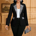Women's Elegant Versatile Lapel Collar Sequin Blazer 2026 - White