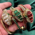 2023 New Bestseller Rhinestone Snake Bangle Watch Snake Shape Bracelet Quartz Open End Watch Cross-Border Hot Sale