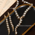 Overseas Vintage Luxury Full Diamond Premium Snake Head Necklace French Long Style Stud Jewelry Set