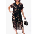 Plus Size Print Short Sleeve Dress - Youthful Floral Maxi Dress Women