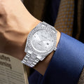 Export Cross-Border Hit Mens Watch Fashionable Formal High-End Waterproof Rhinestone Steel Band Quartz Watch Men Factory Direct