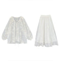 Summer New Chinese Embroidered Heavy Sun-Protection Shirt + Skirt 2-Piece Set