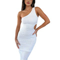 Solid Striped Off-Shoulder Fitted Hollow Dress, 2025