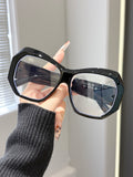 Asymmetric Big Frame Plano Face-Slimming New Overseas Influencer Bare Face Street Snap Wear Jewelry Blue-Light Glasses Frame
