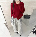 Women's Fall-Winter Korean Knit Wool High Neck Sweater + Cardigan + Jacket + Top 2026 - Off White