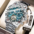 POEDAGAR Brand Mechanical Watch New Multifunction Month Mutual Fly Wheel Mens Watch Live Export Bestseller Watch