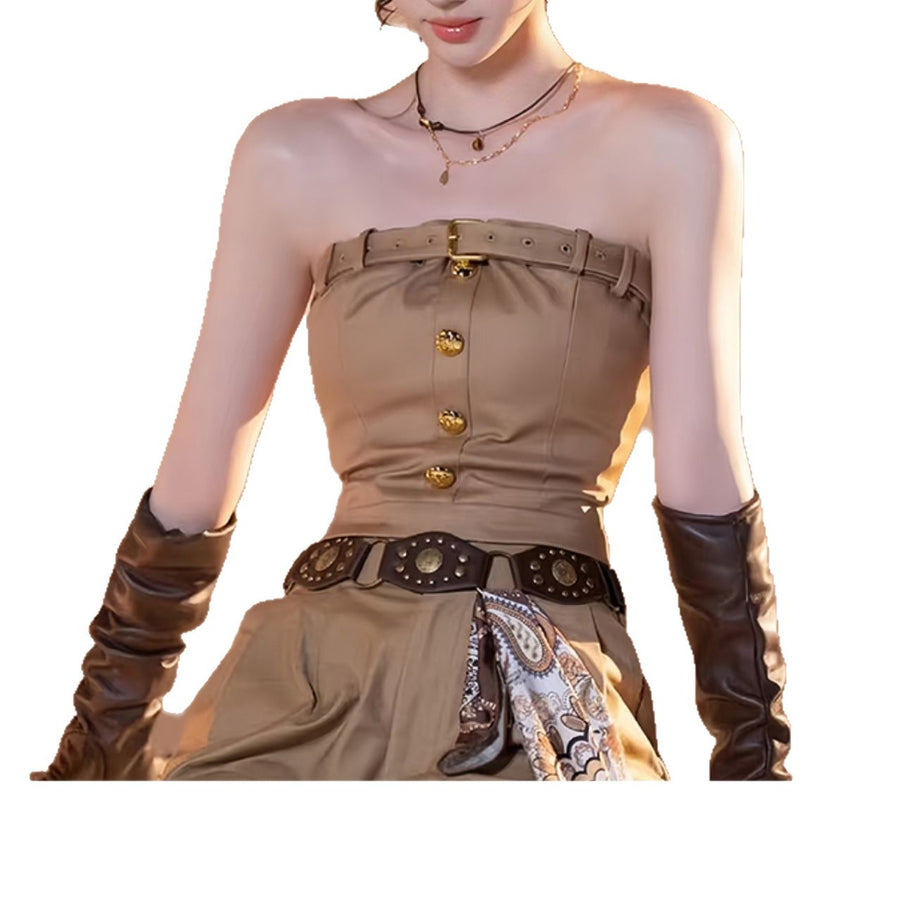 Vintage Round Buckle Leather Belt - view 5