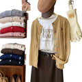 Women's Fall-Winter Retro Embroidered Knit Long Sleeve Crew Neck Sweater + Cardigan + - White
